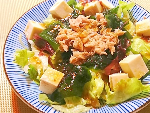 ツナと海藻の豆腐サラダ